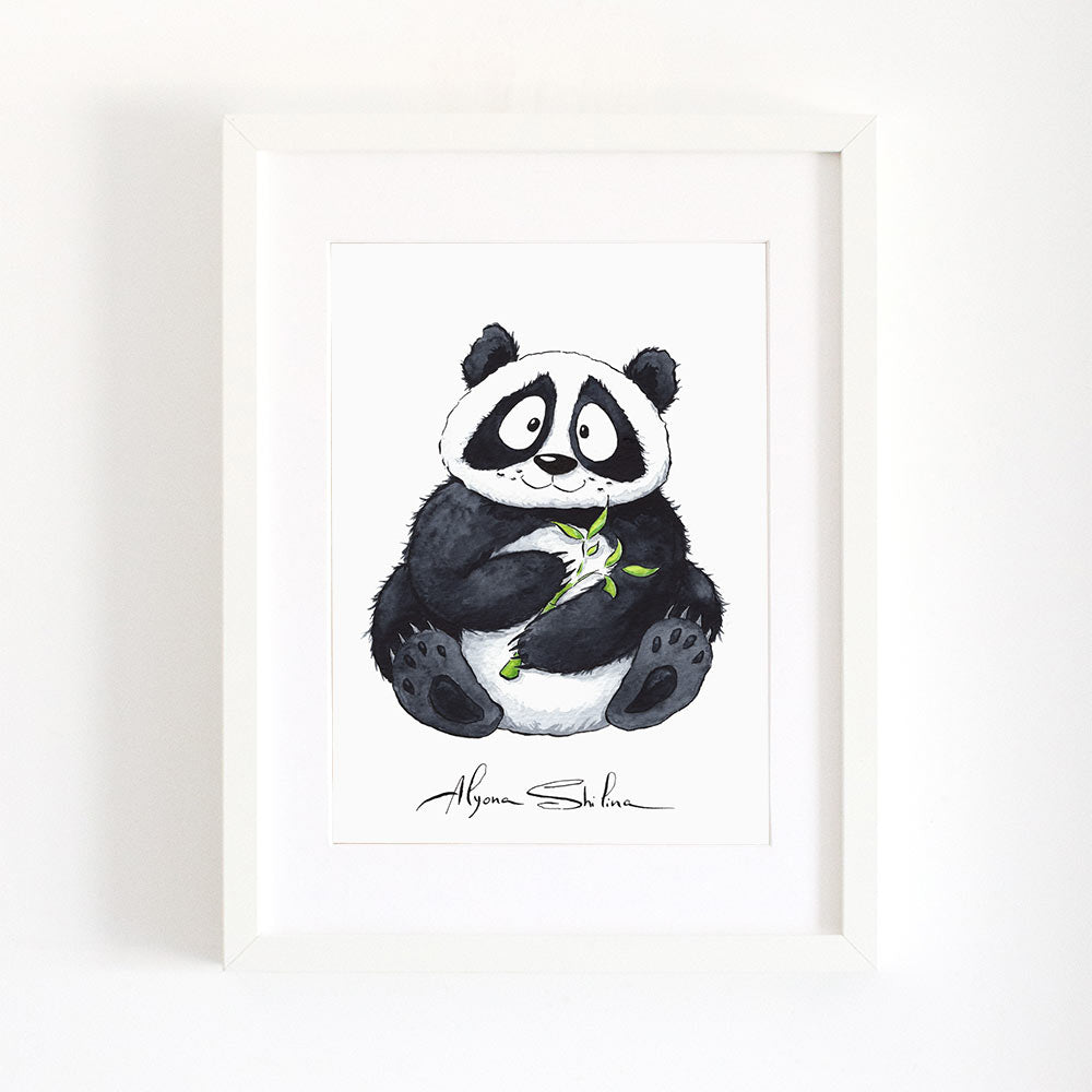 Wall art print with cute panda design
