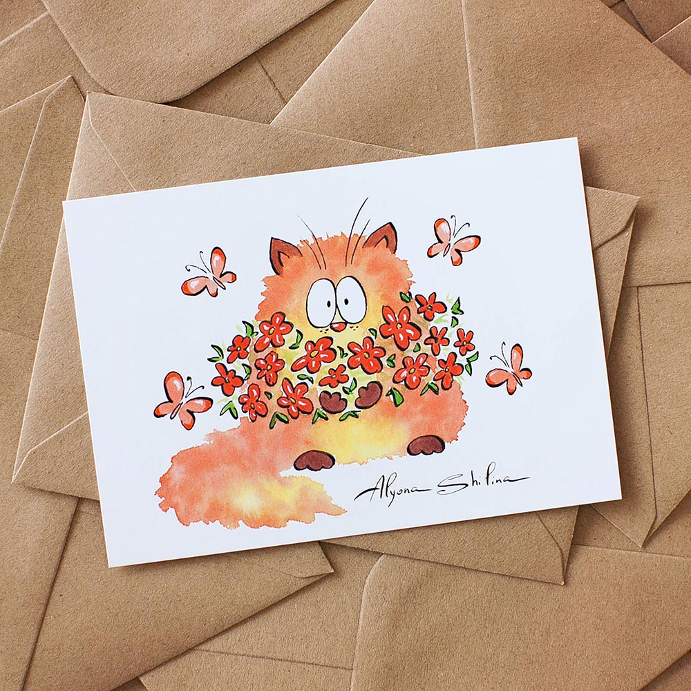 "Flowers for you" postcard