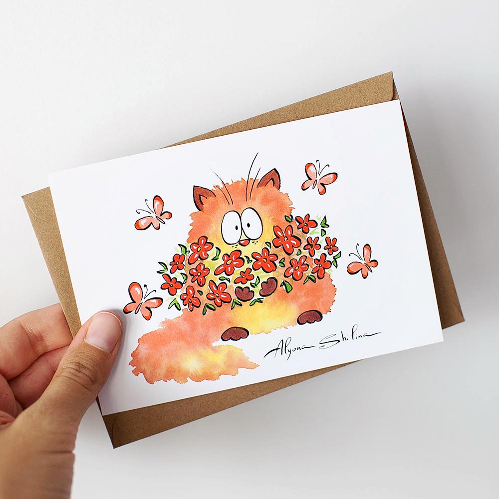 Red Cat Postcard Set