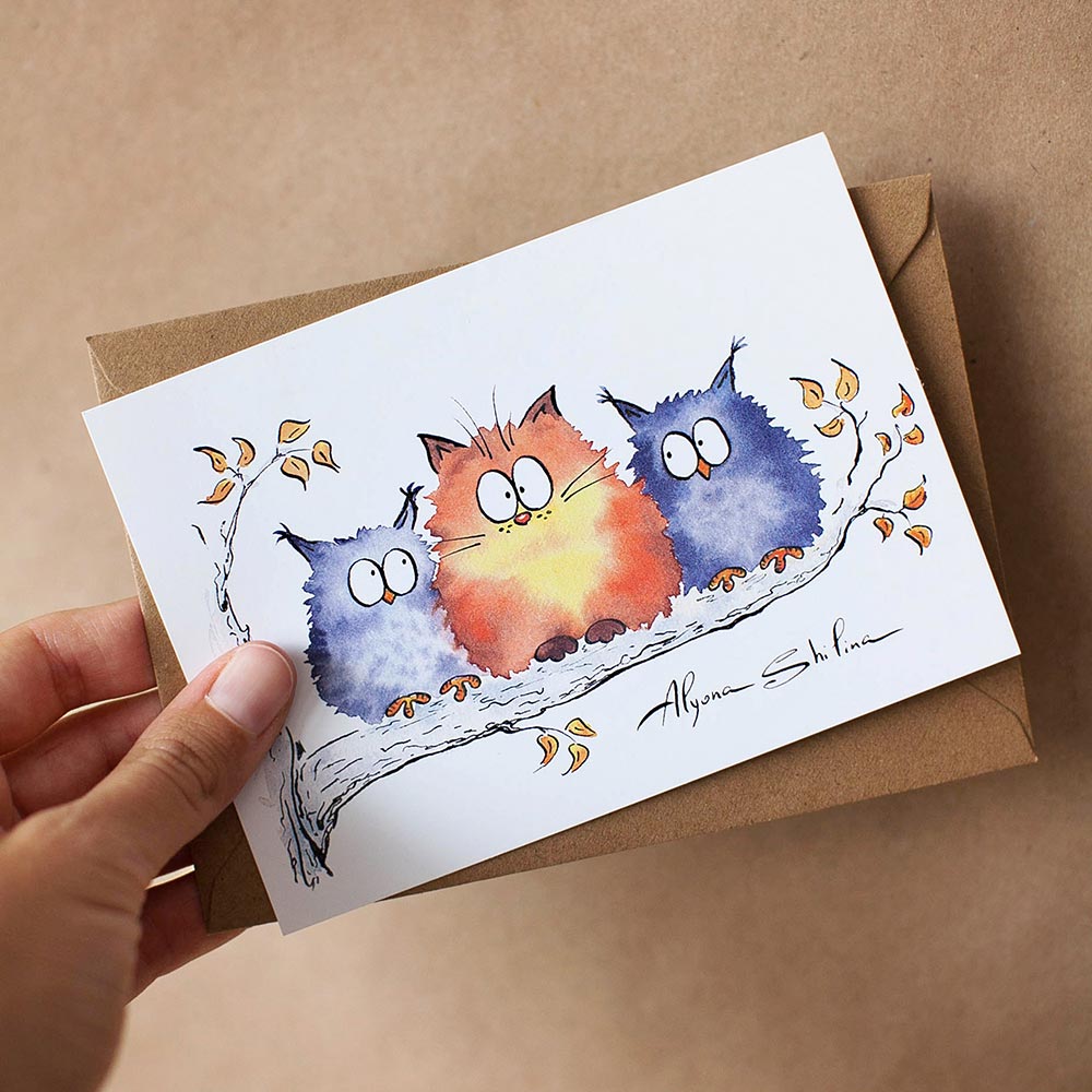 Red Cat Postcard Set