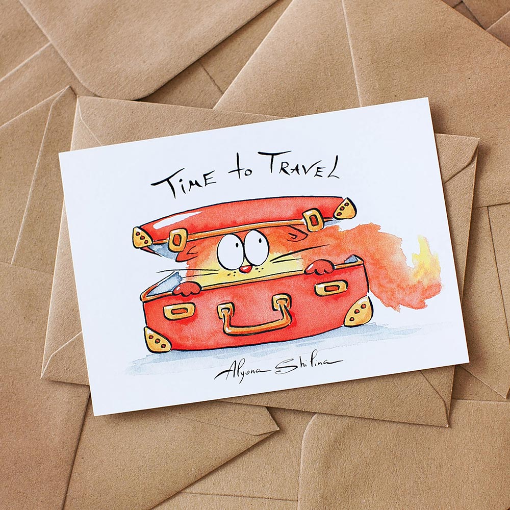 "Time to travel" postcard