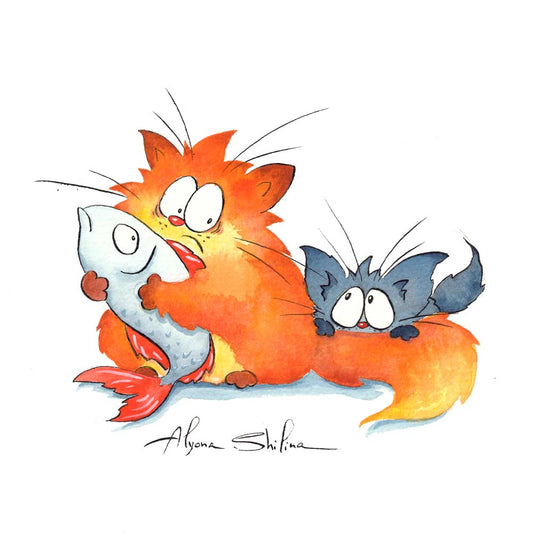 "Greedy Cat" original drawing