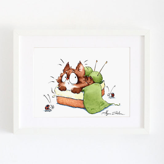 "Cat in a basket" art print