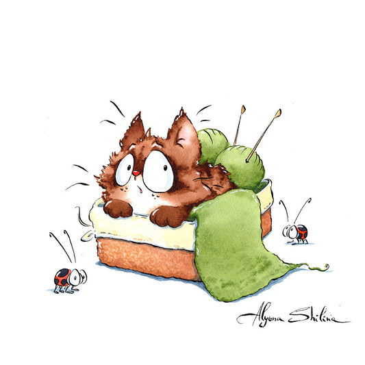 "Cat in a basket" original drawing