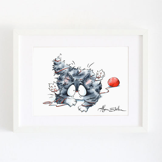 "Cat in threads" art print
