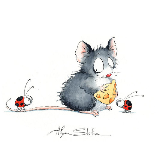 "Mouse, cheese & Ladybugs" original drawing