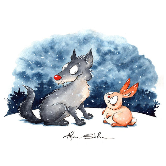 "Wolf & Rabbit" original drawing