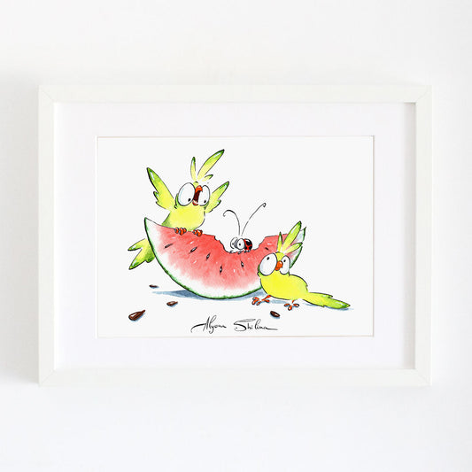 "Watermelon series. Birds" art print