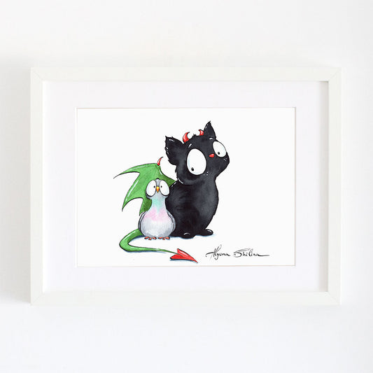 "Gargoyle Cat" art print