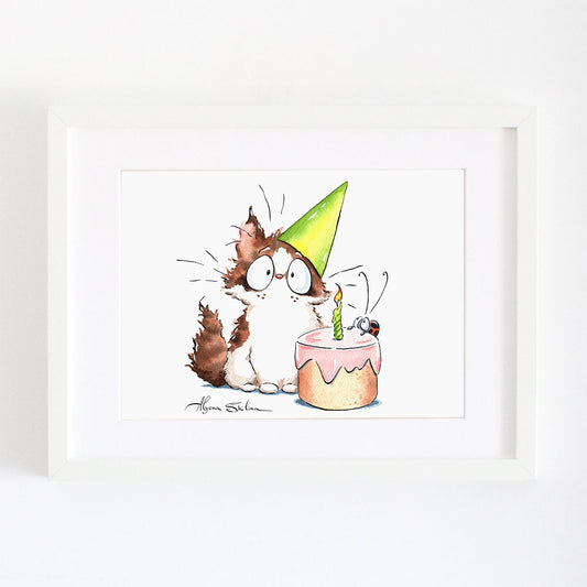 wall art print with cute cat