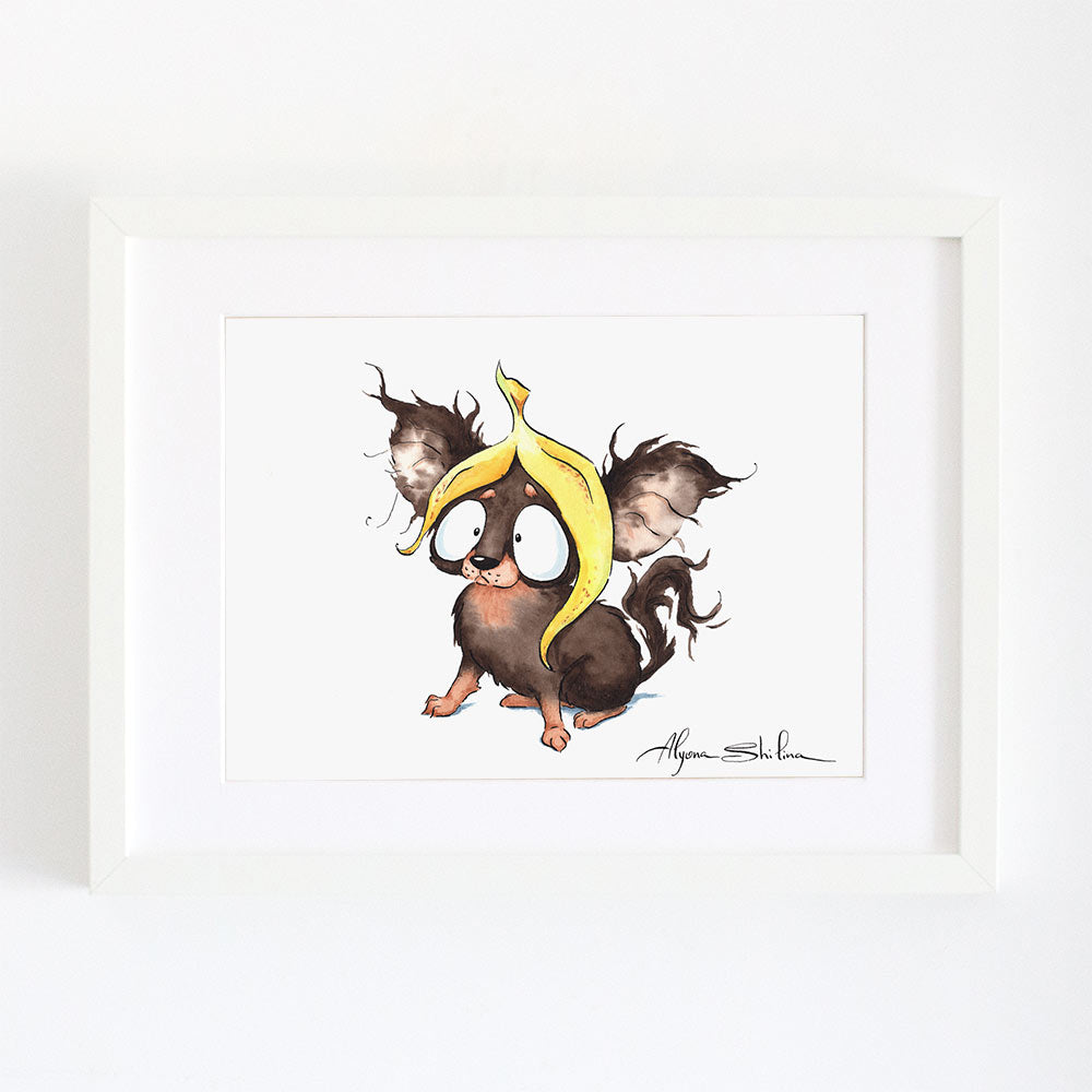 Cute wall art print with funny chihuahua dog design.