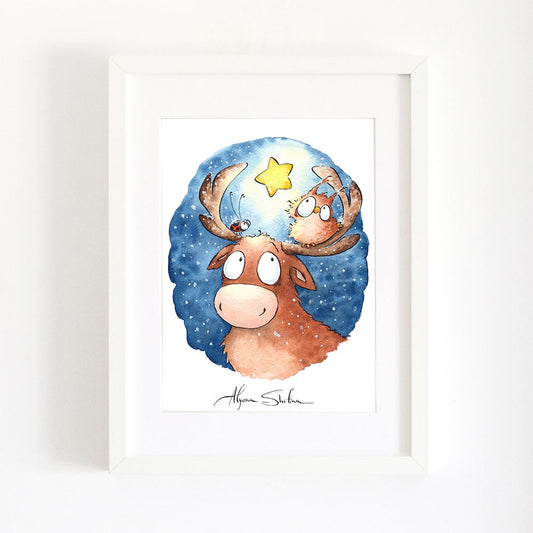 "Christmas Reindeer" art print