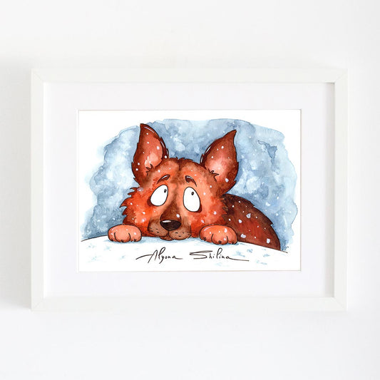 Cute German Shepherd puppy art print