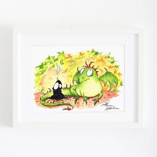 Funny dragon Art Print