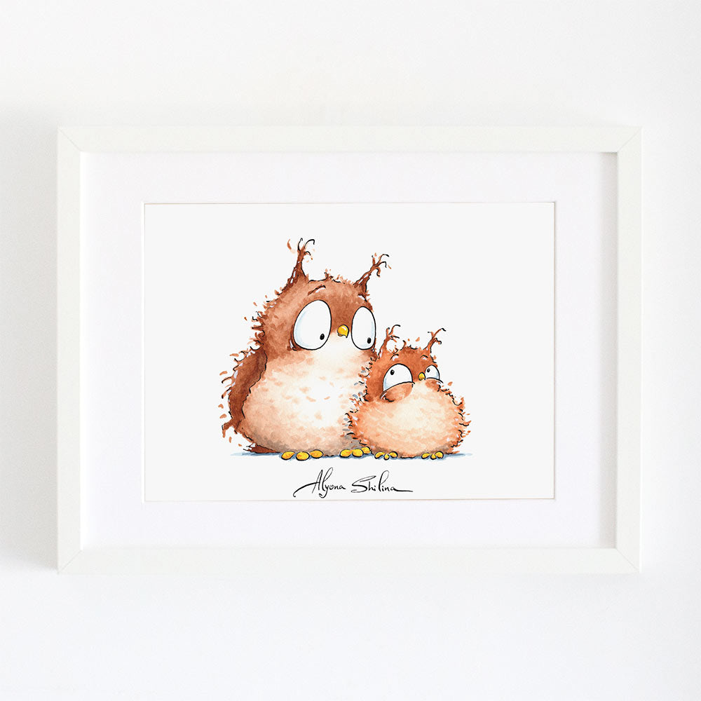 "Owl mom" art print