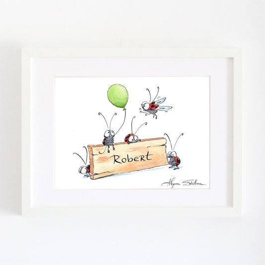 Personalized "Ladybugs" art print