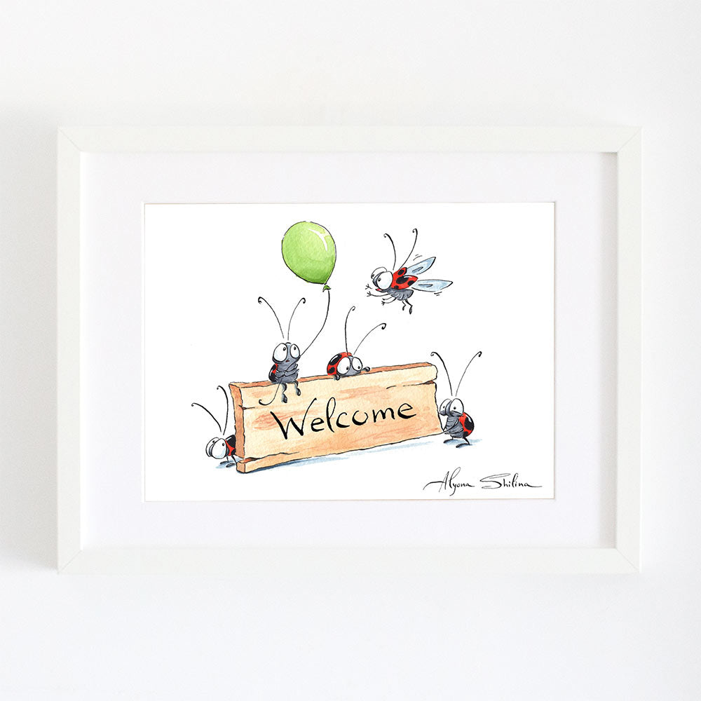 Personalized "Ladybugs" art print