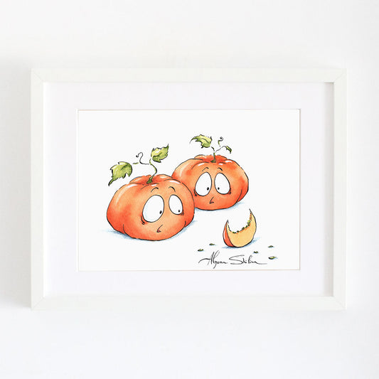 Wall print with funny pumpkins illustrations by Alyona Shilina