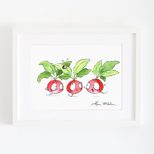Cute wall art print with radish design