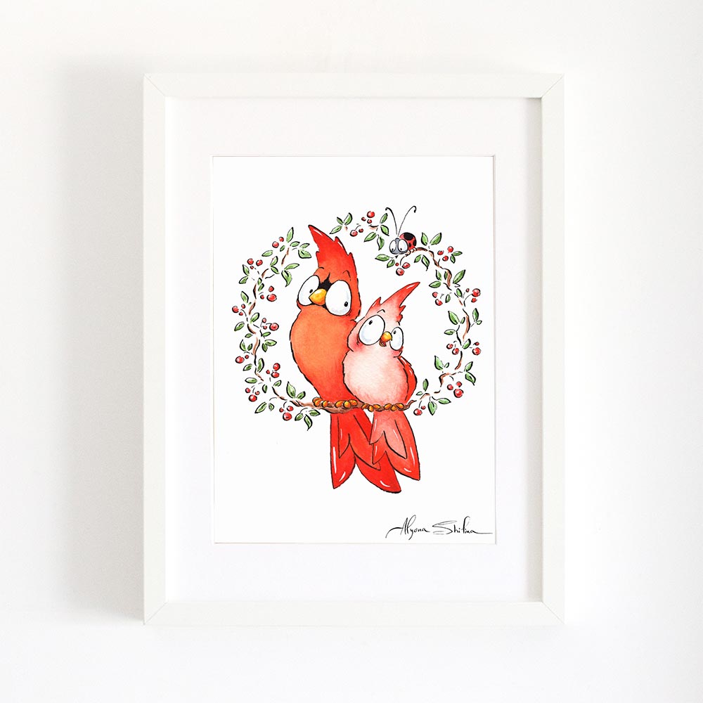 "Red Cardinal Birds" art print