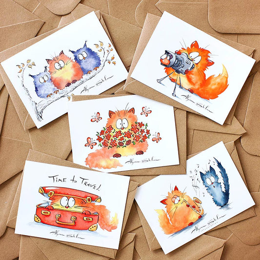 Red Cat Postcard Set