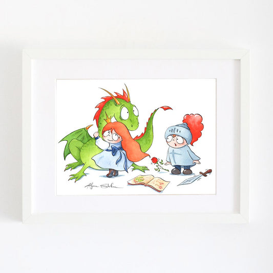 Saint George and Dragon funny illustration