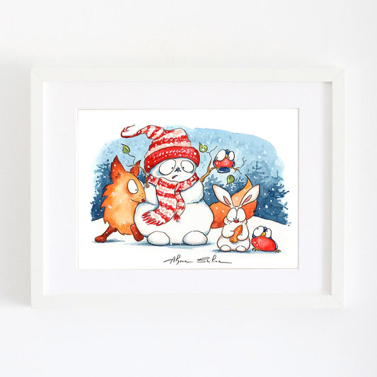 "Snowman and his nose" art print