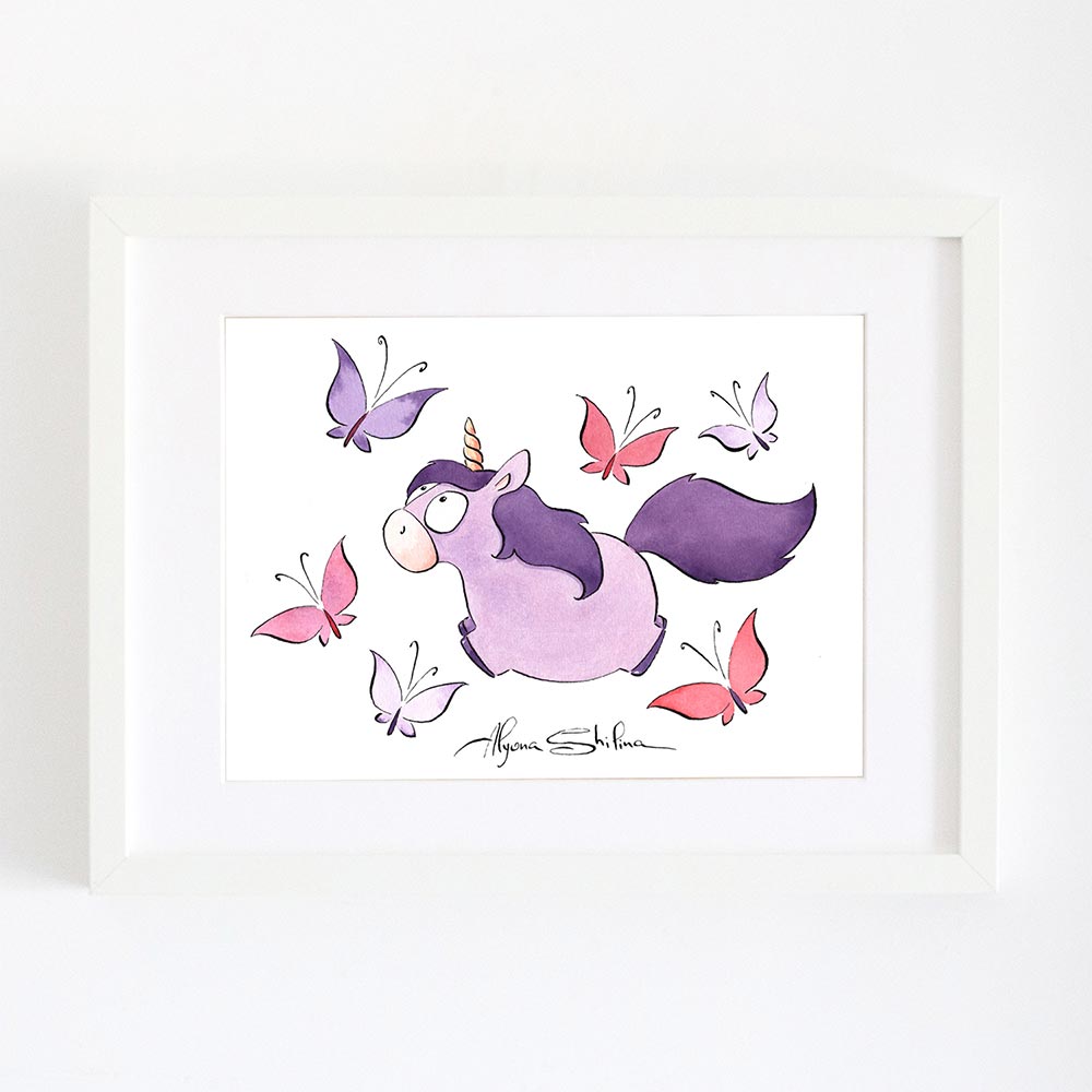 Unicorn wall art print for girls room decor