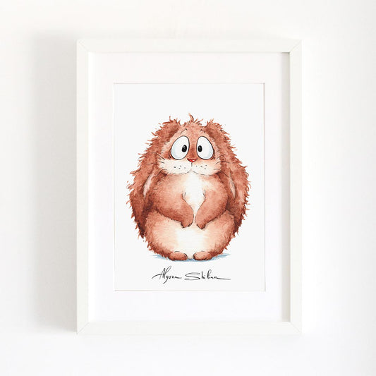 Wall art print with cute rabbit